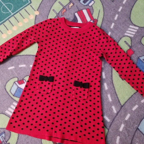 Toddler girl's red polka dots sweater dress 2T - Picture 1 of 2
